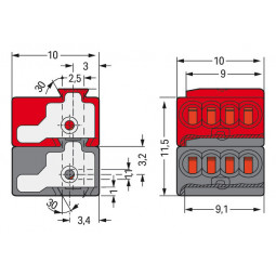 Wago 243-211 Clema conectare echipamente knx 4x 0,6 - 0,8 mm , rosu si negru
