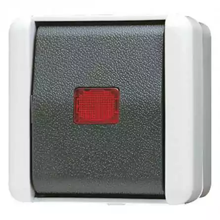 Intrerupator universal cap scara cu carcasa aparenta si indicator luminos IP44 WG800 , Jung 806KOW