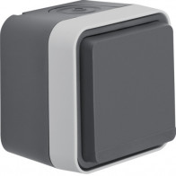 Priză cu contact de protecție stift, protecție suplimentara și Capac AP W.1 gri ,Berker 6768813515