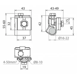 Clema pentru jgheab StSt talonul 16-2 tac dublu rotund 8-10mm si AQ,Dehn 540120