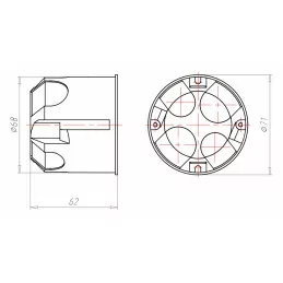 Doza Kaiser 9266-22 etanșa adâncime 64mm d-68mm O-range ECON 4 intrari tub