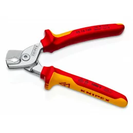 Foarfece de tăiat cabluri izolat VDE până la Ø15mm/50mm2 cu muchie de tăiere treptă, Knipex 9516160