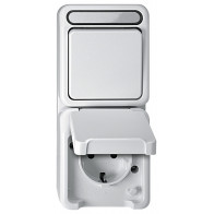 Combinație priză SCHUKO/comutator alb polar  deschis AQUASTAR