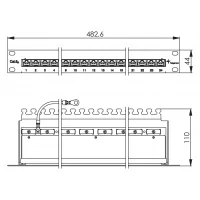 Telegärtner J02023A0050 Patch panel 24 port RJ45 Cat.6A MPP24-HS 1HE19 zoll