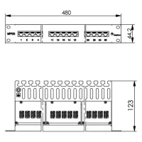 Telegärtner J02023L0014 Patch panel 19 inchi ISDN/TEL 1U scurt MPPI25-H gri deschis