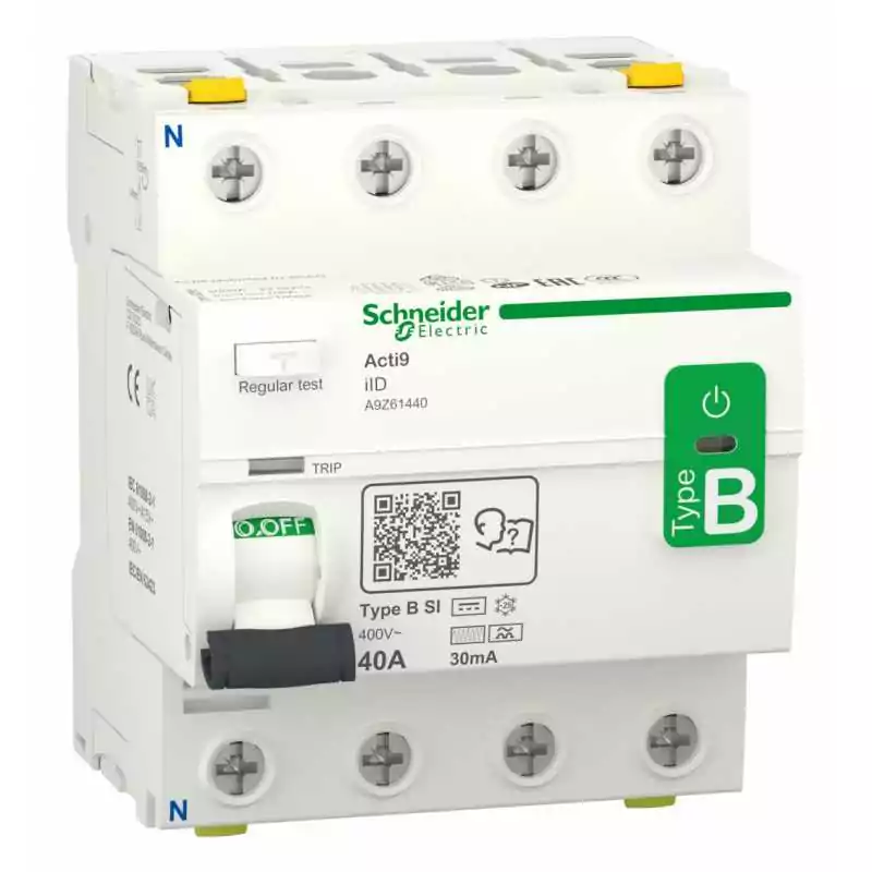 A9Z61440 - A9 iID 4P 40A 30MA B-SI RCCB, Schneider Electric , Diferential tip B