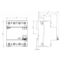 Diferential Siemens tip A , 63A , 4 pol. 30mA 400V 4TE , 5SV33466