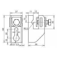 Suport fixare platbanda de perete , distanță până la perete 11mm