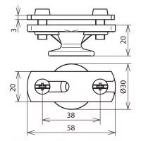 Suport fixare platbanda de perete OLZN (30x35mm) , cu filet interior