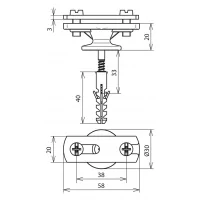 Suport fixare platbanda de perete OLZN (30x35mm) , preasamblat cu surub si diblu