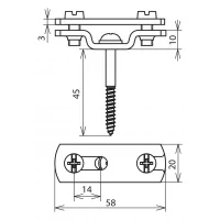 Suport fixare de perete cu fantă (6,5 x 16 mm) și șurub pentru lemn pre-asamblat