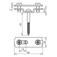 Suport fixare platbanda din INOX cu fantă (6,5 x 16 mm) și șurub pentru lemn pre-asamblat