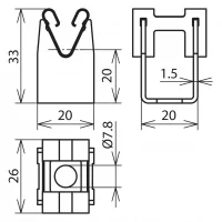 Suport fixare paratrasnet din INOX 7,8 pentru conductor rotund ,fixare rapida prin clipsare