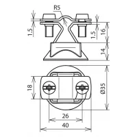 Suport fixare paratrasnet DEHNhold Inox cu baza din plastic gri pentru Rd 8-10mm