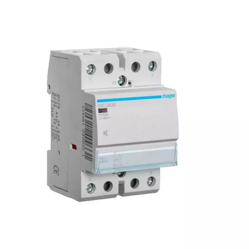 Contactor Hager 2NO 2 poli 63A IP20 AC/DC fara zgomot