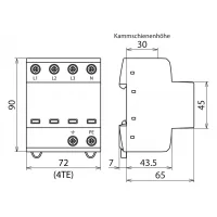 Descărcător supratensiune tip 1+2 DEHNshield sistem TN-S trifazat