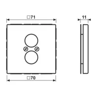 Capac pentru 2 conectori circulari până la 18,5 mm Ø, metal cromat, seria LS, crom strălucitor