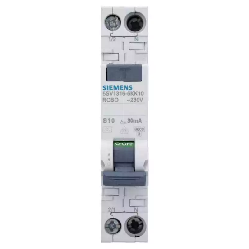 Siemens Compact întreruptor diferențial RCBO tip A 6kA 10A B 30mA