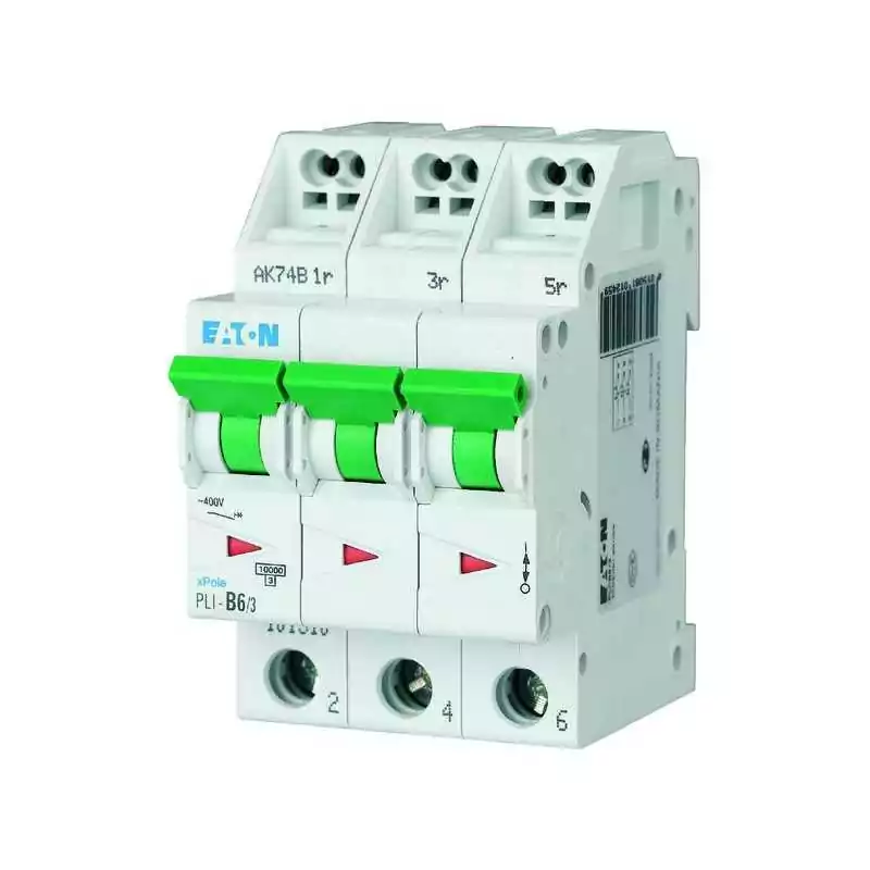 Disjunctor (siguranță automată) tripolară cu cleme rapide QUICK-CONNECT , Eaton 101310 , car. B , 6A ,10kA , 3 poli