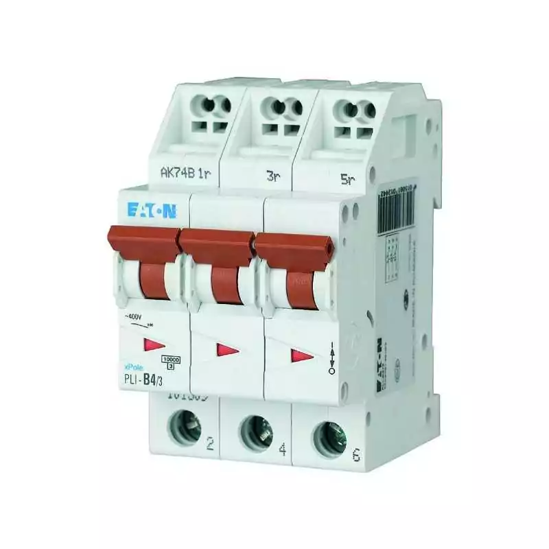 Disjunctor (siguranță automată) tripolară cu cleme rapide QUICK-CONNECT , Eaton 101322 , car. D , 4A ,10kA , 3 poli