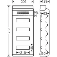 Tablou aparent 48 module pentru interior exterior IP54 calitate superioara conf. DIN43870 cu cleme N-PE , HENSEL KV4548