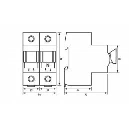 Separator cu fuzibile sarcina 1+N D01 sau D02 max.63A , Dopeke 09980104