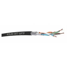 Cablu de date rezistent la intemperi si UV 4x2xAWG23 negru S/FTP PE Cat.7 Acolan 1000MHz SF 4P