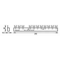 Bus bar 3 poli 12 pozitii cu N lipsa pentru DDR ,Doepke 120A EURO VARIO