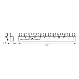 Bus bar 4 poli 12 pozitii cu N pentru 6 RCBO ,Doepke 120A EURO VARIO