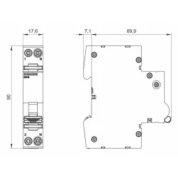 Întreruptor de detectare a defectelor de arc, protecție la incendiu AFDD Siemens compact 1P+N B16A 6kA