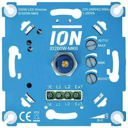 Variator rotativ pentru orice lampă LED , 200W 230V fără conductor N ,