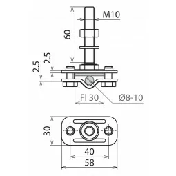 Clemă pentru puncte fixe de împământare M10 pentru Rd 8-10/Fl 30mm StSt (V4A), DEHN 478129