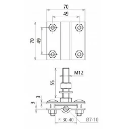 Clemă pentru puncte fixe de împământare platbandă 40mm StSt (V4A), DEHN 478149