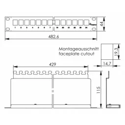 Patchpanel suport module RJ45 de 19 inchi 1U 24 porturi neechipat cu module